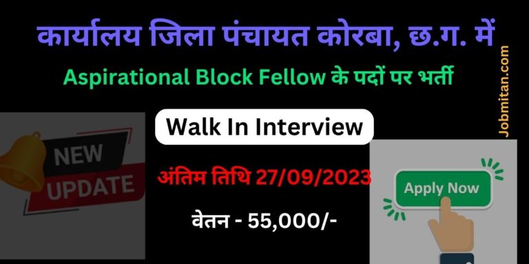 Aspirational Block Fellow Korba Recruitment 2023