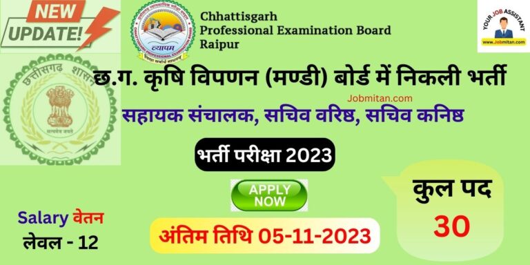 CG Vyapam Krishi Vipanan Mandi Recruitment 2023