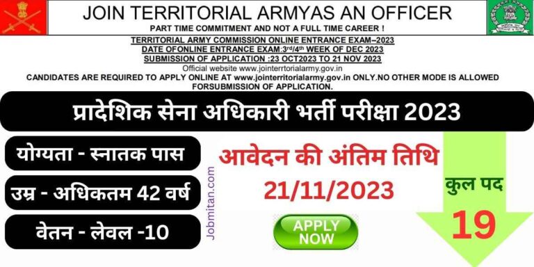 Territorial Army Officer Recruitment 2023