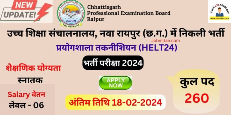 CG Vyapam Recruitment 2024 HELT24