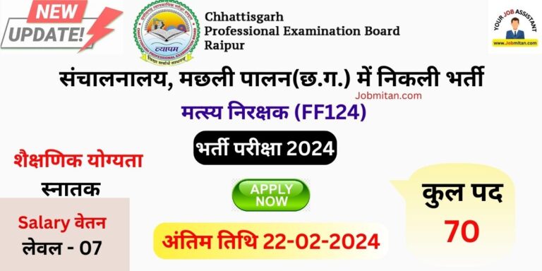 CG Vyapam Matsya Nirikshak Recruitment 2024 FF124